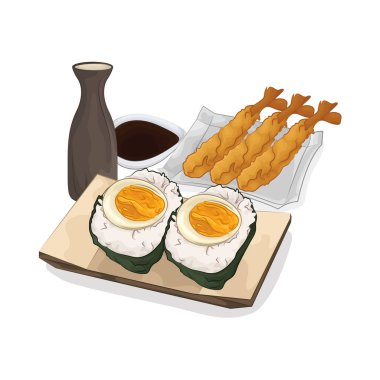 Nefis onigiri, nori 'ye sarılı ve yumurtalarla dolu, zengin lezzetleri birleştiriyor. Mükemmel baharatlı yumuşak pirinçten yapılan bu onigiri üçgen şeklinde ve düzgün bir şekilde gevrek nori çarşaflarına sarılarak tuzlu ve lezzetli bir tat katar..