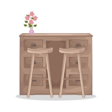 Bar tabureleriyle birleştirilmiş minimalist bir bar masası. Tablo pürüzsüz ve dayanıklı bir yüzey sunarken, uyumlu tabureler ergonomik bir tasarım ile rahatlık sağlar..