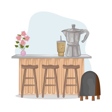 Bar tabureleriyle birleştirilmiş minimalist bir bar masası. Tablo pürüzsüz ve dayanıklı bir yüzey sunarken, uyumlu tabureler ergonomik bir tasarım ile rahatlık sağlar..