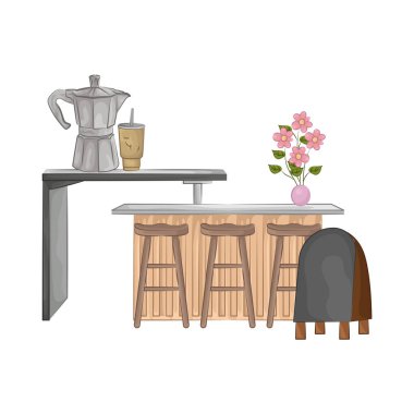 Bar tabureleriyle birleştirilmiş minimalist bir bar masası. Tablo pürüzsüz ve dayanıklı bir yüzey sunarken, uyumlu tabureler ergonomik bir tasarım ile rahatlık sağlar..