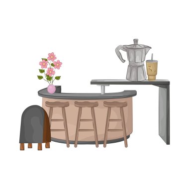 Bar tabureleriyle birleştirilmiş minimalist bir bar masası. Tablo pürüzsüz ve dayanıklı bir yüzey sunarken, uyumlu tabureler ergonomik bir tasarım ile rahatlık sağlar..