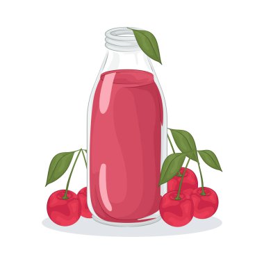 Parlak renginde bir bardak taze kiraz suyu içindeki doğal maddeleri hatırlatır..