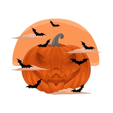 Korkunç Cadılar Bayramı balkabağı, aynı zamanda balkabağı olarak da bilinir, korkutucu bir yüzle oyulur, genellikle cadılar bayramı süsü olarak kullanılır. Keskin dişleri ve korkutucu ifadesi ürkütücü bir atmosfer yaratmak için tasarlanmıştır.