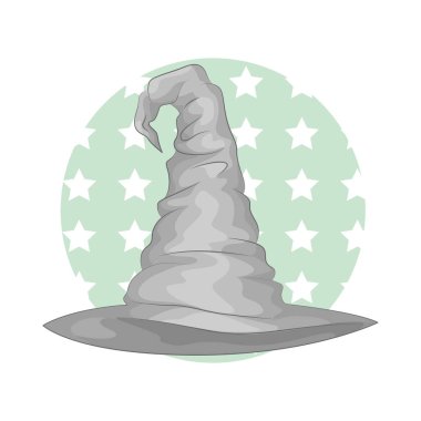 Geniş kenarlı uzun, sivri bir cadı şapkası, bu şapkanın gizemli ve büyülü bir hissi var. Cazibeyi, gizemi ve doğaüstü güçleri simgeler..