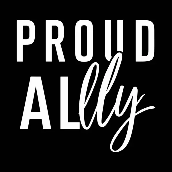 Gururlu Ally LGBT Destek Tişört Tasarımı Beyaz Arkaplanda