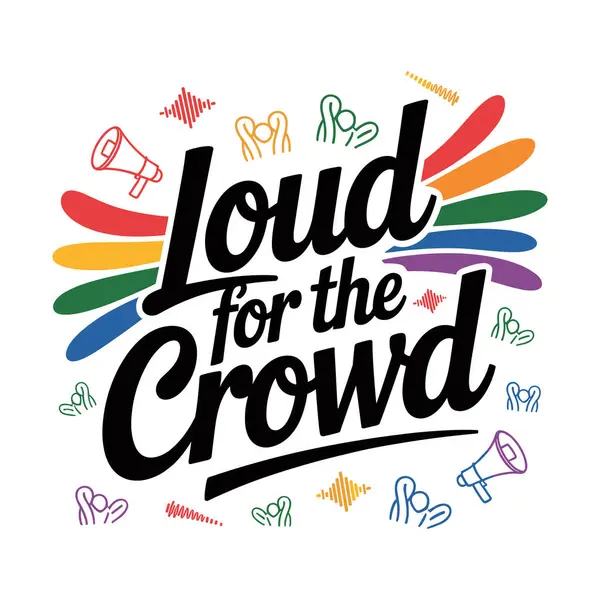 Kalabalık için Gürültülü Tişört Tasarımı Beyaz Arkaplanda İzole Edildi