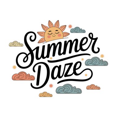 Yaz Dazy Tişört Tasarımı Beyaz Arkaplanda Eğlence ve Rahatlamış Yaz Titreşimleri İçin