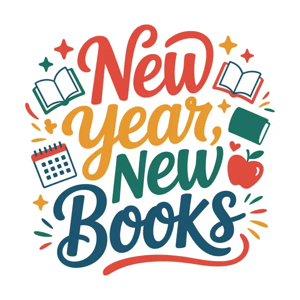 Yeni yıl yeni kitapları. Öğrenciler ve kitap severler için gömlek tasarımı.