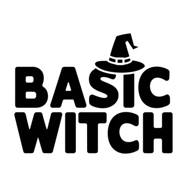 Cadı şapkalı temel cadı metni. Kara cadılar bayramı harfleri.