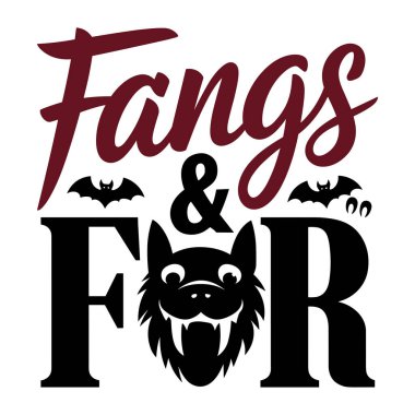 Sivri dişler ve yarasalı kürk grafikleri ve cadılar bayramı tasarımı.