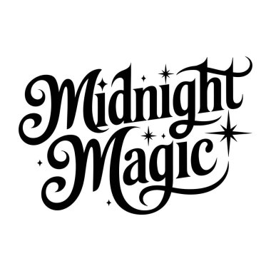 Yıldızların tipografi tasarımı ile gece yarısı sihirli senaryosu