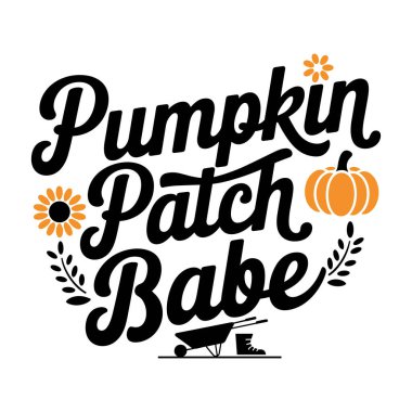 balkabağı tarlası grafikleri çiçek ve balkabağı aksanı tasarımı