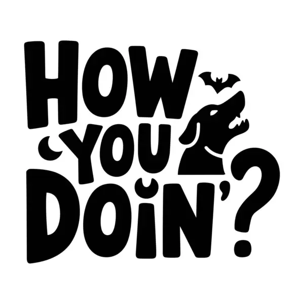 Kara köpek uluyan yarasa ve hilal cadılar bayramı tasarımıyla