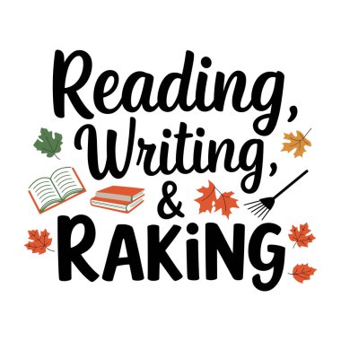 sonbahar resimlemesi ile metin tasarımı okumak ve tırmıklamak