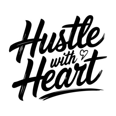 Kalp siyah metin grafik motivasyon harf tasarımı ile acele