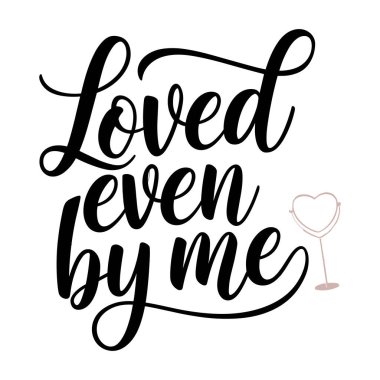 Benim tarafımdan bile sevilen siyah metin kalp ve ayna öz aşk vektör tasarımı.