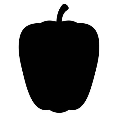 Beyaz arka planda yeşil biberin siyah silueti