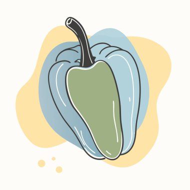 Beyaz arka planda yeşil biberin siyah silueti