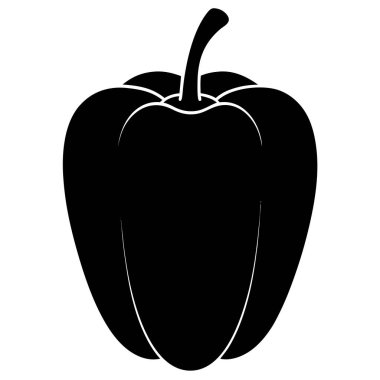 Beyaz arka planda yeşil biberin siyah silueti