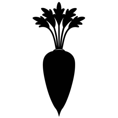 Beyaz arkaplanda siyah bir havuç silueti