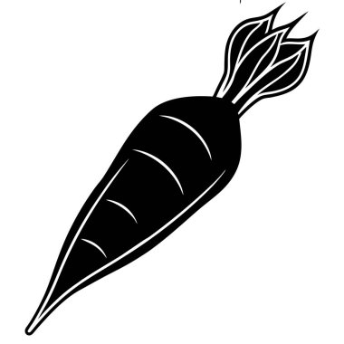 Beyaz arkaplanda siyah bir havuç silueti