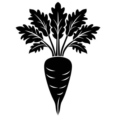 Beyaz arkaplanda siyah bir havuç silueti