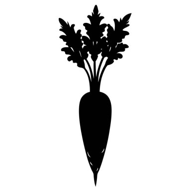 Beyaz arkaplanda siyah bir havuç silueti