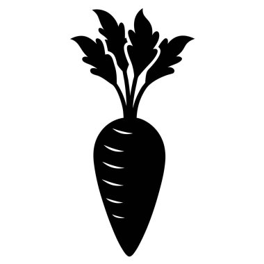 Beyaz arkaplanda siyah bir havuç silueti