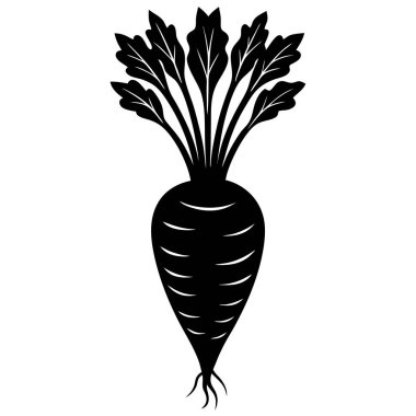 Beyaz arkaplanda siyah bir havuç silueti