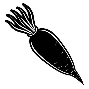 Beyaz arkaplanda siyah bir havuç silueti