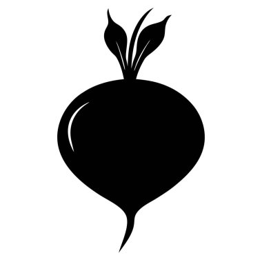 Beyaz arkaplanda siyah şalgam silueti