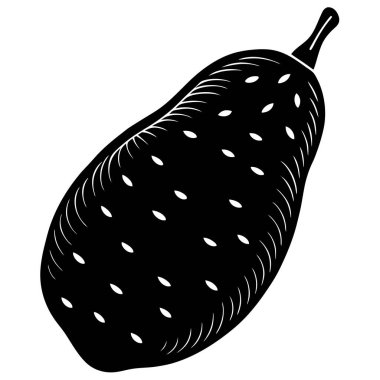 Beyaz arkaplanda tüm bir yer elmasının siyah silueti