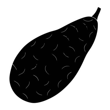 Beyaz arkaplanda tüm bir yer elmasının siyah silueti