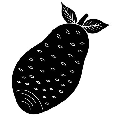 Beyaz arkaplanda tüm bir yer elmasının siyah silueti