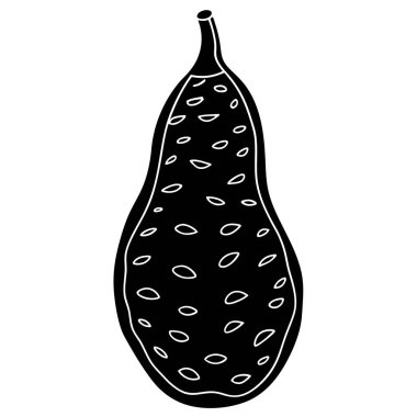 Beyaz arkaplanda tüm bir yer elmasının siyah silueti