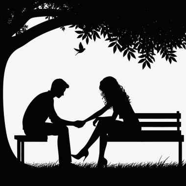 Ağacın altındaki bankta duygusal destek sunan kişi silueti