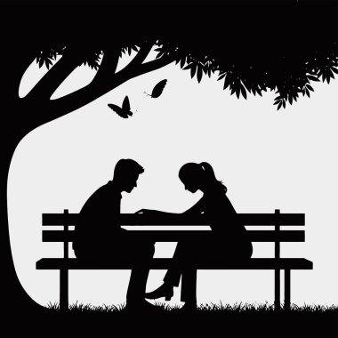 Ağacın altındaki bankta duygusal destek sunan kişi silueti