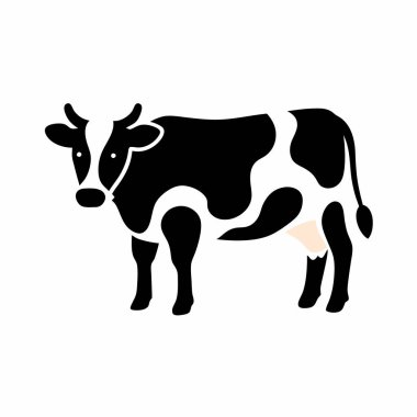 Çiftlik arka planında siyah-beyaz bir inek silueti