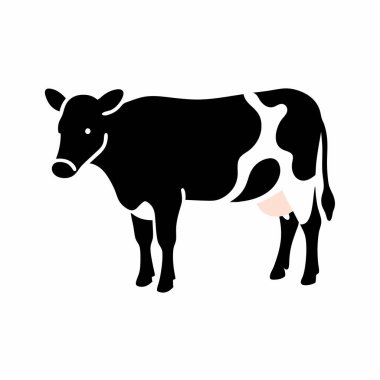 Çiftlik arka planında siyah-beyaz bir inek silueti