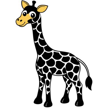 Beyaz arka planda benekleri olan siyah ve gri renkli zürafa.