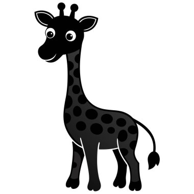 Beyaz arka planda benekleri olan siyah ve gri renkli zürafa.