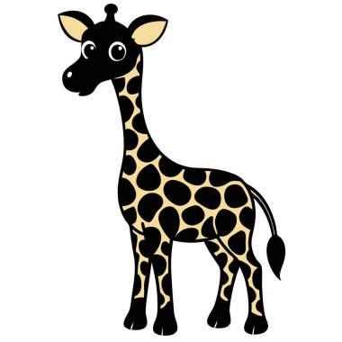 Beyaz arka planda benekleri olan siyah ve gri renkli zürafa.