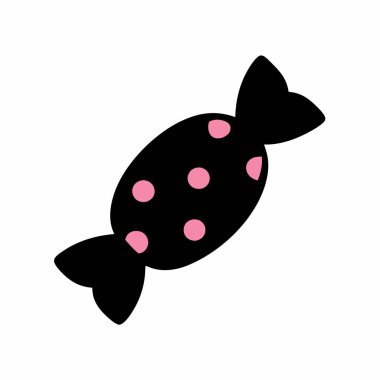 Siyah şeker ambalajı ikonu izole edilmiş tatlı