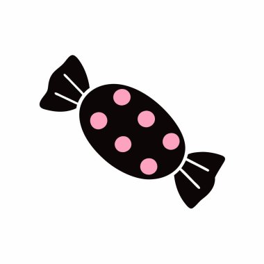 Siyah şeker ambalajı ikonu izole edilmiş tatlı