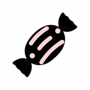 Siyah şeker ambalajı ikonu izole edilmiş tatlı