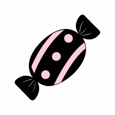 Siyah şeker ambalajı ikonu izole edilmiş tatlı