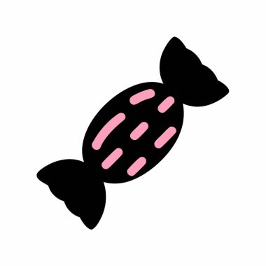 Siyah şeker ambalajı ikonu izole edilmiş tatlı