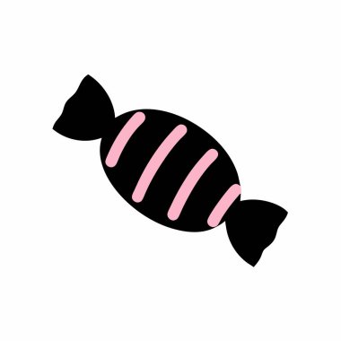 Siyah şeker ambalajı ikonu izole edilmiş tatlı