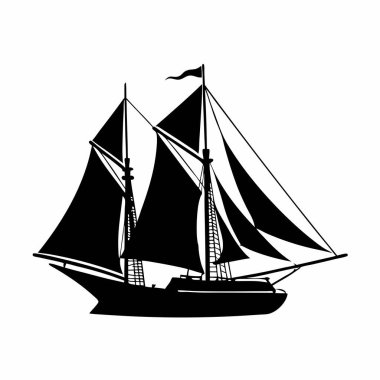 Yelkenli su teknelerinin siyah silueti.