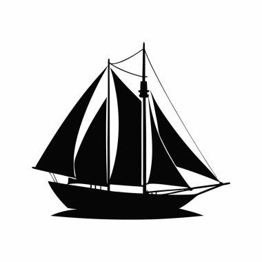 Koyu mavi yelkenli beyaz arka planda tam yelkenli